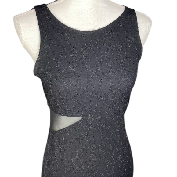 All That Jazz Dress Womens Medium Black Vintage Y2K Whimsigoth Sparkle Mesh Maxi - Picture 5 of 9